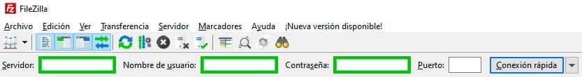 datos de conexión filezilla